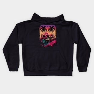 Retro Car in Synthwave Style Kids Hoodie